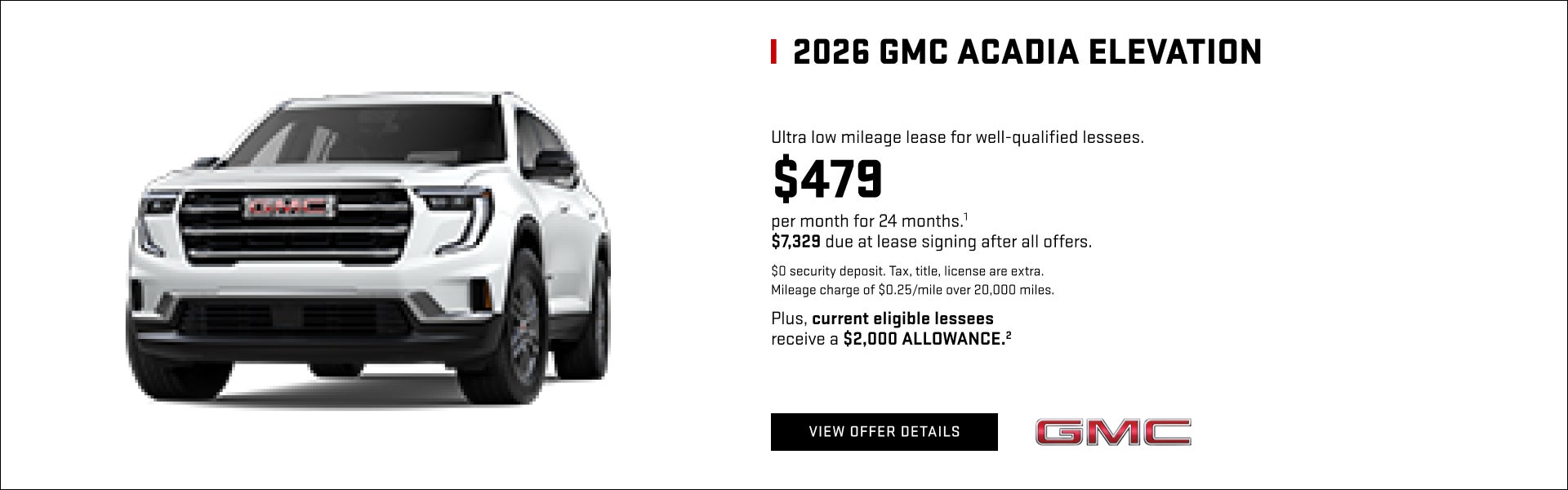 Ultra low mileage lease for well-qualified lessees.

$479 per month for 24 months.1 

$7,329 due ...